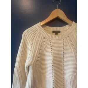 J.Crew | Wool-Cotton Ivory Pointelle Knit Crewneck Sweater | Size XS